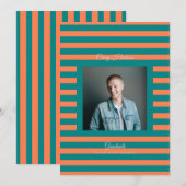 Teal Coral High School Grad Announcement Card Aankondiging (Voorkant / Achterkant)