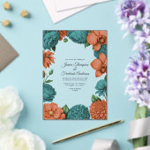 Teal & Coral Modern Botanical Wedding Acryl Uitnodigingen (Insitu (Huwelijk))