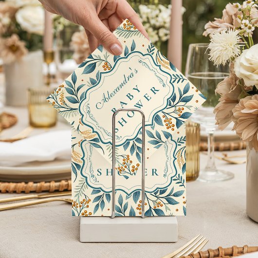 Teal Cottage Floral Baby Shower Servet