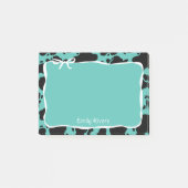 Teal Cow Print & White Bow With Your Name Post-it® Notes (Voorkant)