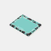 Teal Cow Print & White Bow With Your Name Post-it® Notes (Schuin)