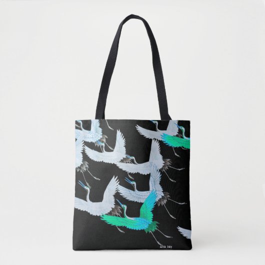 Teal Cranes in Flight Tote Bag (Voorkant)