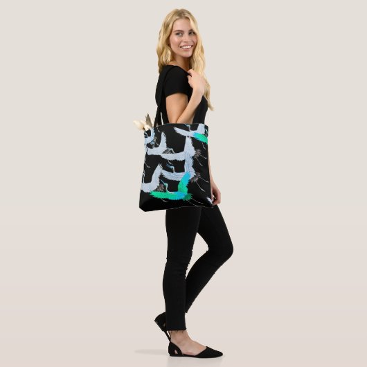 Teal Cranes in Flight Tote Bag (Op model)