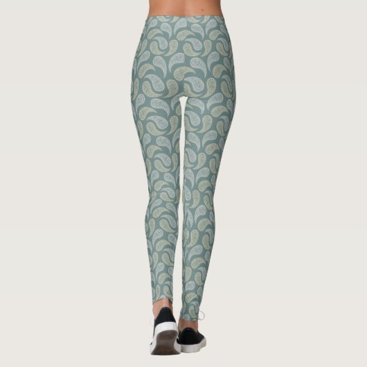 Teal-Cream Paisley Patroon Leggings (Achterkant)