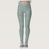 Teal-Cream Paisley Patroon Leggings (Voorkant)