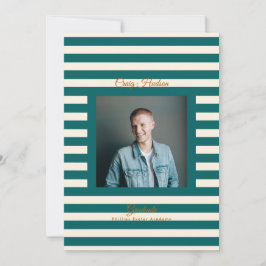Teal Cream Preppy High School Photo Grad Cards Aankondiging