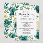 Teal Cream Rose Floral Bridal Shower Kaart (Voorkant / Achterkant)