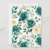 Teal Cream Rose Floral Bridal Shower Kaart (Achterkant)