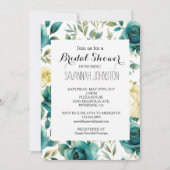 Teal Cream Rose Floral Bridal Shower Kaart (Voorkant)
