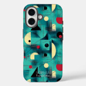 Teal & Crème Tranquil Geometrische Kunst Hoesje (Achterkant)