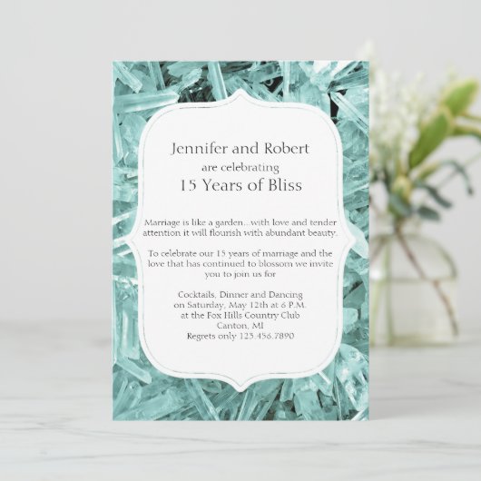 Teal Crystal 15e jubileum uitnodiging (Staand voorkant)
