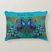 Teal cushion Peacock design Accent Kussen (Voorkant)