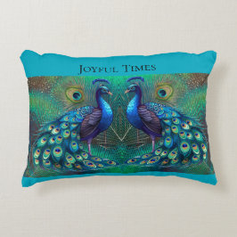 Teal cushion Peacock design Accent Kussen