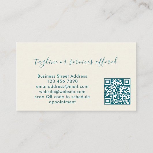 Teal Custom QR Code Interior Design Professional Visitekaartje (Achterkant)