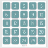 Teal Customizable Square Number Stickers  (Vel)