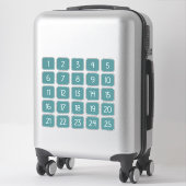 Teal Customizable Square Number Stickers (Koffer)