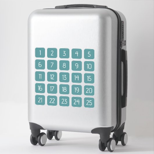 Teal Customizable Square Number Stickers  (Koffer)