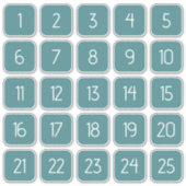 Teal Customizable Square Number Stickers (Voorkant)