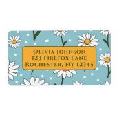 Teal Cute Daisy Flower Address Labels (Voorkant)