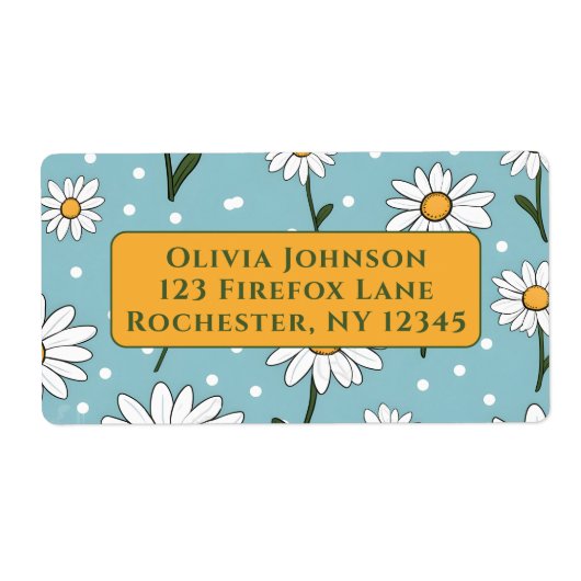Teal Cute Daisy Flower Address Labels (Voorkant)