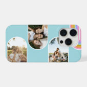 Teal Cute Modern 3 Photo Layout Custom iPhone Hoesje (Achterkant horizontaal)