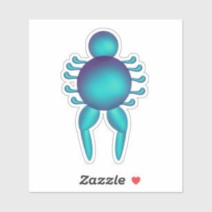 Teal cyberwezen futuristische abstracte karakter sticker