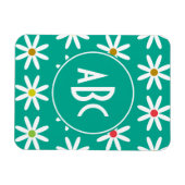 Teal Daisy Dots Monogram Magneet (Horizontaal)