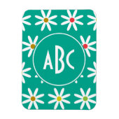 Teal Daisy Dots Monogram Magneet (Verticaal)