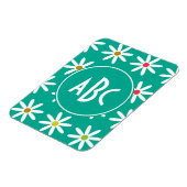 Teal Daisy Dots Monogram Magneet (Linkerzijde)