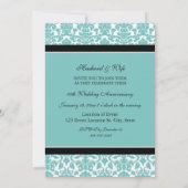 Teal Damask 10e verlichtingspartij uitnodiging (Achterkant)