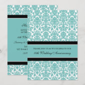 Teal Damask 10e verlichtingspartij uitnodiging (Voorkant / Achterkant)