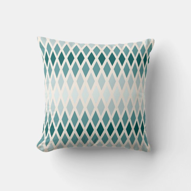 Teal Diamond Ombre Kussen (Voorkant)