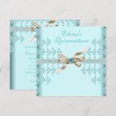 Teal Diamonds Teal Blue Quinceanera wordt: Kaart (Voorkant / Achterkant)