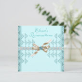 Teal Diamonds Turquoise Quinceanera Kaart (Staand voorkant)