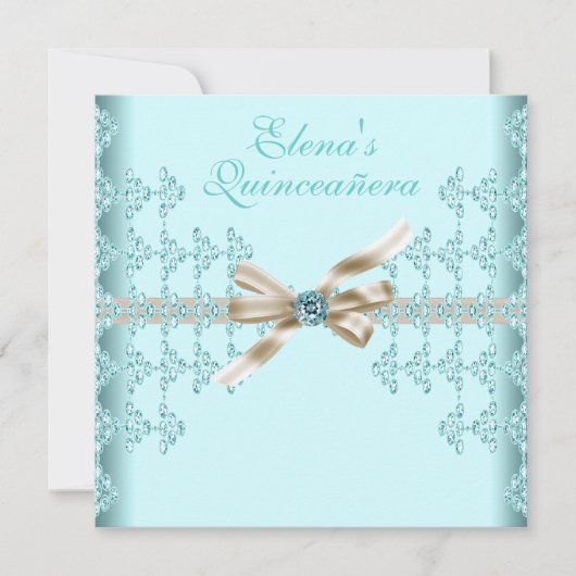 Teal Diamonds Turquoise Quinceanera Kaart (Voorkant)