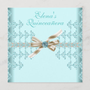 Teal Diamonds Turquoise Quinceanera Kaart