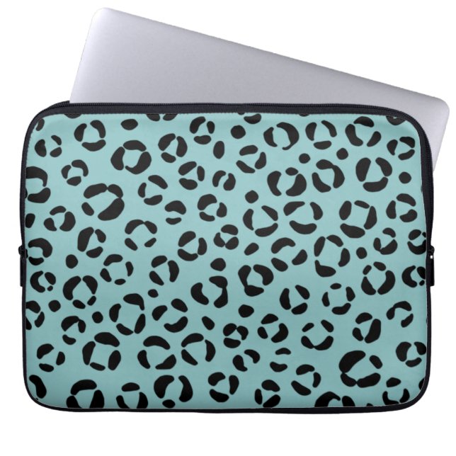 Teal Dierprint Laptop Sleeve (Voorkant)
