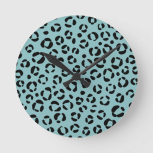 Teal Dierprint Ronde Klok