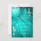 Teal Disco Bal & Retro Microfoon RSVP Kaartje (Achterkant)
