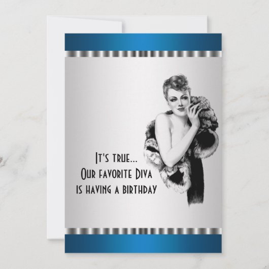 Teal Diva verjaardagsfeest uitnodiging (Voorkant)