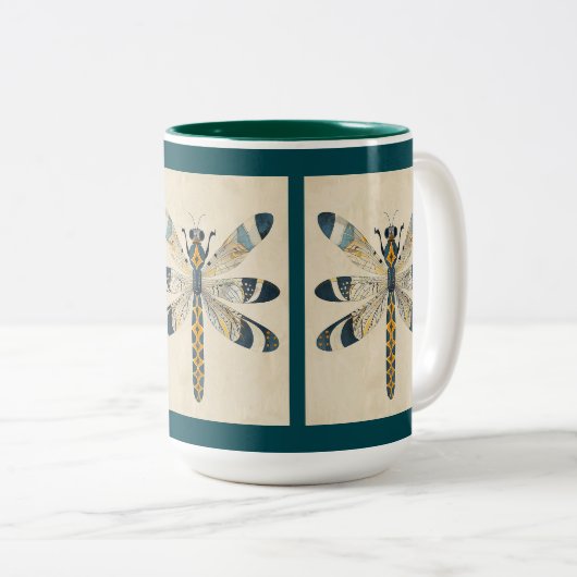 TEAL DRAGONFLY MUG TWEEKLEURIGE KOFFIEMOK (Voorkant rechts)