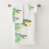 Teal Dragonfly splatter  Bad Handdoek (Insitu)