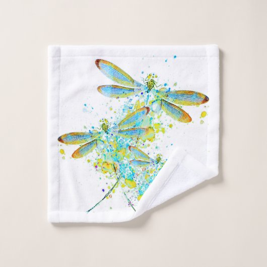 Teal Dragonfly splatter Bad Handdoek (Wasdoekje)