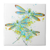 Teal Dragonfly splatter Tegeltje (Voorkant)