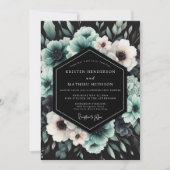 Teal Dramatic Anemone Wedding Kaart (Voorkant)