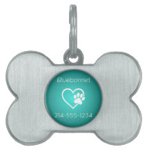 Teal Eet Speel Aai Op Maat Gemaakte Hond ID Tag