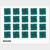 Teal Elektrische Energie Web Fractale Kunst Vierkante Sticker (Vel)