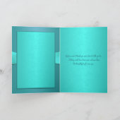 Teal en Aqua Bloemen II Dankkaart Bedankkaart (Binnen)