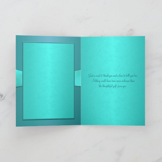 Teal en Aqua Bloemen II Dankkaart Bedankkaart (Binnen)