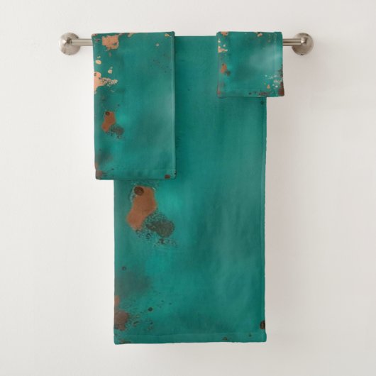 Teal en Brons Bad Handdoek (Insitu)